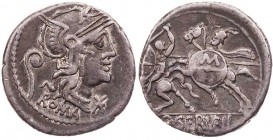 RÖMISCHE REPUBLIK
C. Servilius Vatia, 127 v. Chr. AR-Denar Rom Vs.: ROMA, Kopf der Roma mit geflügeltem Helm n. r., dahinter Lituus, unter dem Kinn W...