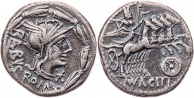 RÖMISCHE REPUBLIK
Mn. Acilius Balbus, 125 v. Chr. AR-Denar Rom Vs.: Kopf der Roma mit geflügeltem Helm n. r., dahinter BALBVS (z. T. ligiert), unter ...