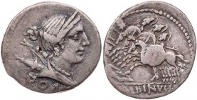 RÖMISCHE REPUBLIK
A. Postumius Albinus, 96 v. Chr. AR-Denar Rom Vs.: Büste der Diana mit Köcher und Bogen n. r., darunter ROMA, Rs.: drei Reiter mit ...