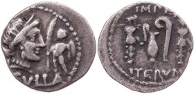 RÖMISCHE REPUBLIK
L. Cornelius Sulla, 84/83 v. Chr. AR-Denar Feldmzst. Vs.: Kopf der Venus mit Diadem n. r., rechts steht Cupido mit Palmweig, darunt...