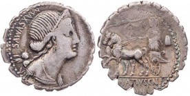 RÖMISCHE REPUBLIK
Cn. Egnatius Cn. f. Cn. n. Maxsumus, 75 v. Chr. AR-Denar (Serratus) Rom Vs.: MAXSVMVS, drapierte Büste der Venus mit Diadem und Cup...