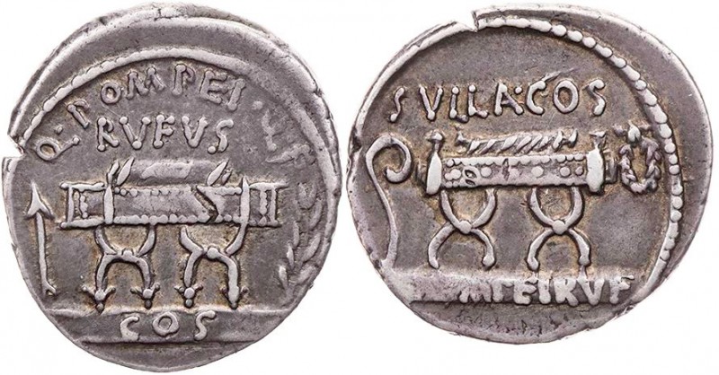 RÖMISCHE REPUBLIK
Q. Pompeius Rufus, 54 v. Chr. AR-Denar Rom Vs.: Q · POMPEI · ...