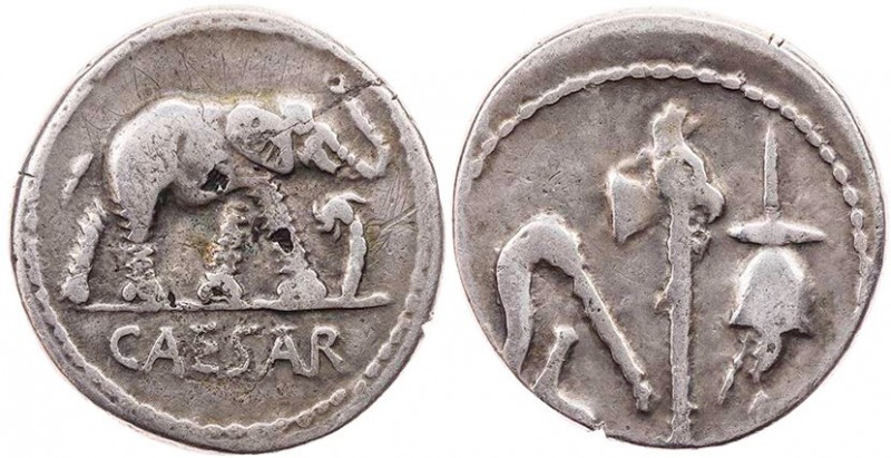 IMPERATORISCHE PRÄGUNGEN
C. Iulius Caesar, gest. 44 v. Chr. AR-Denar (subärat) ...