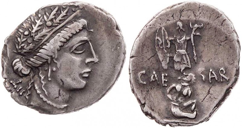 IMPERATORISCHE PRÄGUNGEN
C. Iulius Caesar, gest. 44 v. Chr. AR-Denar 48/47 v. C...