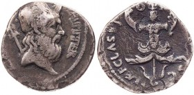 IMPERATORISCHE PRÄGUNGEN
Sextus Pompeius Magnus Pius, gest. 35 v. Chr. AR-Denar 37/36 v. Chr. Heeresmzst. auf Sizilien Vs.: [...] IMP ITER, Kopf des ...