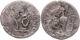 IMPERATORISCHE PRÄGUNGEN
M. Antonius mit L. Munatius Plancus, 40 v. Chr. AR-Denar (subärat) 40 v. Chr. Heeresmzst. Vs.: M · ANTON [IMP] AVG · III·VR ...
