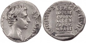 RÖMISCHE KAISERZEIT
Augustus, 27 v.-14 n. Chr. AR-Denar 16 v. Chr., Mzm. L. Vinicius L. f. Rom Vs.: AVGVSTVS - [TR POT VII] Kopf n. r., Rs.: L VINICI...