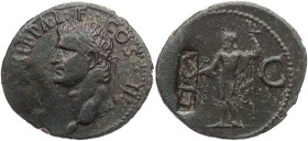 RÖMISCHE KAISERZEIT
Agrippa, gest. 12 v. Chr., geprägt unter Caligula, 37-41 n. Chr. AE-As Rom Vs.: [M . AGRI]PPA . L . F . COS . III, Kopf mit coron...