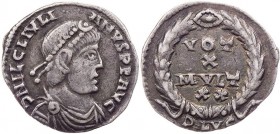 RÖMISCHE KAISERZEIT
Iulianus II., 360/361-363 n. Chr. AR-Siliqua 360/361 n. Chr. Lugdunum, 1. Offizin Vs.: D N FL CL IVLI-ANVS P F AVG, gepanzerte un...