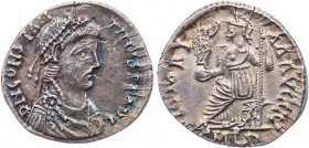 RÖMISCHE KAISERZEIT
Constantinus III., Usurpator im Westen, 407-411 n. Chr. AR-Siliqua 408-411 n. Chr. Lugdunum Vs.: D N CONSTAN-TINVS P F AVG, gepan...