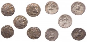 Lot, griechische Münzen AR-Drachmen von Alexander III. 5 Stück s-ss, ss