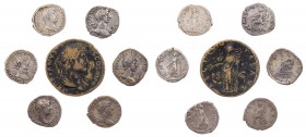 Lot, römische Münzen 1 Sesterz und 6 Denare des Hadrianus (alle mit Provenienz). 7 Stück meist ss