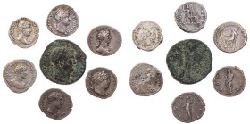 Lot, römische Münzen 1 As und 6 Denare des Hadrianus (alle mit Provenienz). 7 Stück meist ss