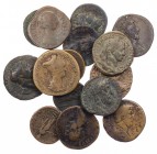 Lot, römische Münzen AE-Prägungen von Germanicus, Vespasianus, Domitianus, Traianus, Hadrianus (2), Aelius Caesar, Sabina, Antoninus Pius (2), Marcus ...