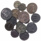 Lot, römische Münzen AE-Prägungen der Spätantike, darunter Constantinus I., Licinius I., Crispus Caesar, Constantinus II. Caesar, Constantius Gallus, ...