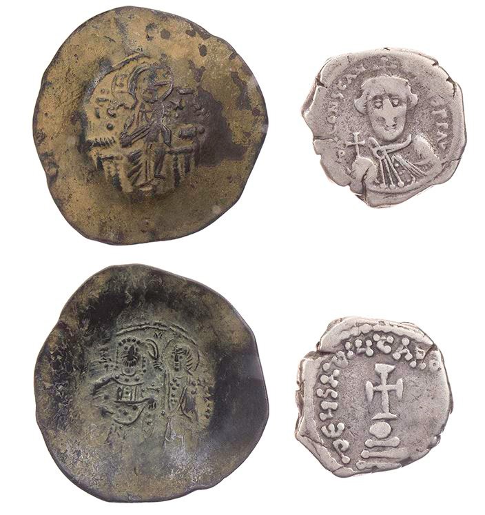 Lot, byzantinische Münzen 2 byzantinische Prägungen: Constans II., AR-Hexagramm;...