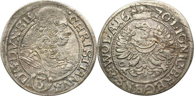 Silesia, Duchy of Liegnitz-Brieg-Wohlau, Christian, 3 Kreuzer Brieg 1670 CB - UN...