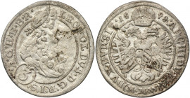 Silesia, Habsburg rule, Leopold I, 3 Kreuzer Breslau 1698 MMW R