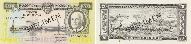 ANGOLA. Banco de Angola. 20 Escudos, 1962. P-92s. Specimen. Uncirculated.