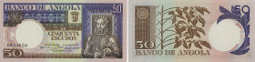 Angola. 50 Escudos (10.6.1973) in blue and brown on multicolor unpt with Luiz de Camoes at right. P# 105a. Choice Uncirculated.