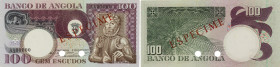 Angola. Banco de Angola. Specimen 100 escudos, 10th June 1973, serial number AA00000. P# 106s. Uncirculated.