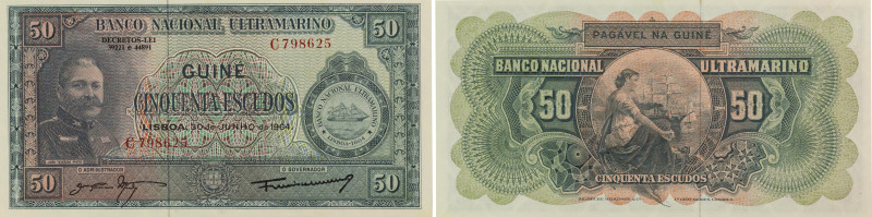 PORTUGUESE GUINEA. Banco Nacional Ultramarino. 50 Escudos, 30.6.1964. P#40a.
A p...