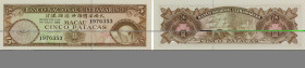 Macau. Banco Nacional Ultramarino. 5 Patacas. 18.11.1945. Pick 54 Uncirculated.