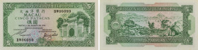 Macau. Banco Nacional Ultramarino. 5 Patacas. 08.08.1981. Serial number BW06089 BW06089. P# 58. Uncirculated.
