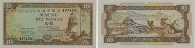 Macau. Banco Nacional Ultramarino. 10 Patacas. 12.05.1984. Serial number JJ74501. P# 59e. Uncirculated.