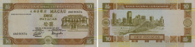 Macau. Banco Nacional Ultramarino. 10 Patacas. 08.07.1991. Serial number AA000634. P#65. Uncirculated.