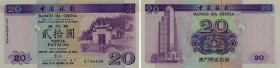Macau. BanK of China. 20 Patacas. 20.12.1999. Serial number EJ56436. P#97. Uncirculated.