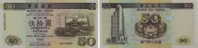 Macau. Bank of China. 50 Patacas. 16.10.1995. Serial number AB33859. P#97.Uncircuçlated.