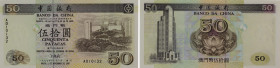Macau. Bank of China. 50 Patacas. 01.11.1997. Serial number A010132. P#92. Uncirculated.