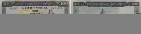 Macau. Banco Nacional Ultramarino. 100 Patacas. 13.07.1992. Serial number DG31076. P#68. Uncirculated.