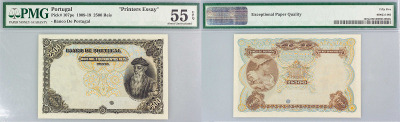 Portugal. Printers Essay. 2.500 Reis. P# 107pe. PMG About Uncirculated 55 EPQ. V...