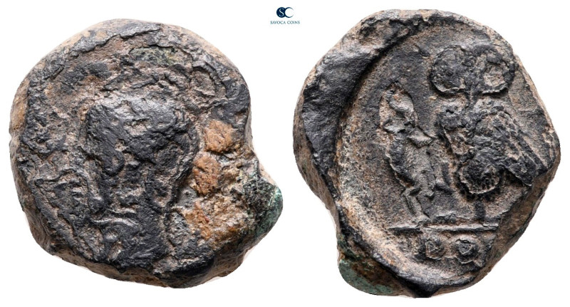 Sicily. Kamarina circa 420-405 BC. 
Tetras or Trionkion Æ

15 mm, 3,22 g

...