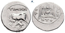 Illyria. Apollonia. ΤΙΜΗΝ (Timen) and ΔΑΜΟΦΩΝΤΟΣ (Damophontos), magistrates circa 80-48 BC. Drachm AR