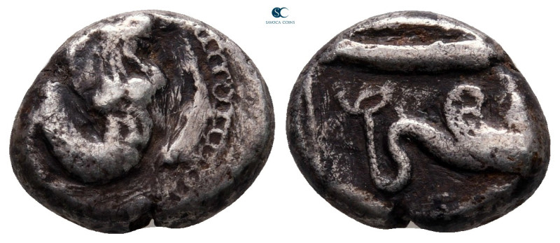 Phoenicia. Arados circa 400-375 BC. 
Tetrobol AR

13 mm, 3,13 g



Fine