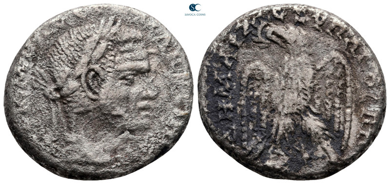 Seleucis and Pieria. Antioch. Macrinus AD 217-218. 
Billon-Tetradrachm

25 mm...