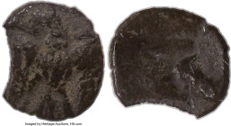 JUDAEA. Yehud Era. Persian Rule (pre-333 BC). AR gerah (7mm, 0.23 gm, 9h). NGC VF 4/5 - 1/5. Shofar / Yhd (Paleo-Hebrew, retrograde), falcon standing ...