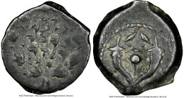JUDAEA. Hasmonean Dynasty. Alexander Jannaeus (103-76 BC). AE prutah (15mm, 4h). NGC Choice VF. Jerusalem. Yehonatan the High Priest and the Council o...