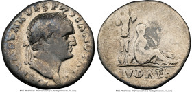 Vespasian (AD 69-79). AR denarius (17mm, 7h). NGC VG. Rome, 21 December AD 69-early AD 70. IMP CAESAR VESPASIANVS AVG, laureate bust of Vespasian righ...