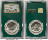 Republic silver Specimen "Menorah - Israel's 10th Anniversary" 5 Lirot 1958 MS66 PCGS, Utrecht mint, KM21, Dav-258. Certified as coin #134 out of 363....