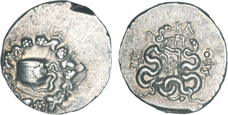 ROIS DE PERGAME
(123-100), Cistophore au serpent dans la ciste bachique - R/: V...