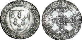 BRETAGNE, duché
François II (1458-1488) : Blanc d'argent à l'écu
 N - TTB 40 (TTB+)



B 135, DF 336, P 23-16, Jez 413
NANTES - ARGENT - 3,66g...