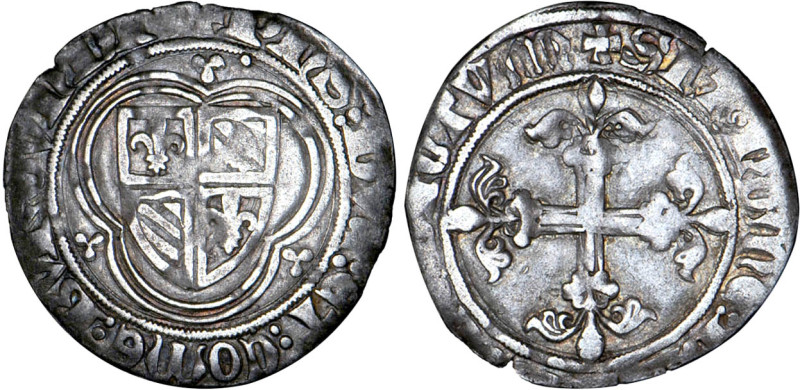 BOURGOGNE
Duché, Philippe le Bon (1419-1467) : Blanc à l'écu dans un trilobe d'...