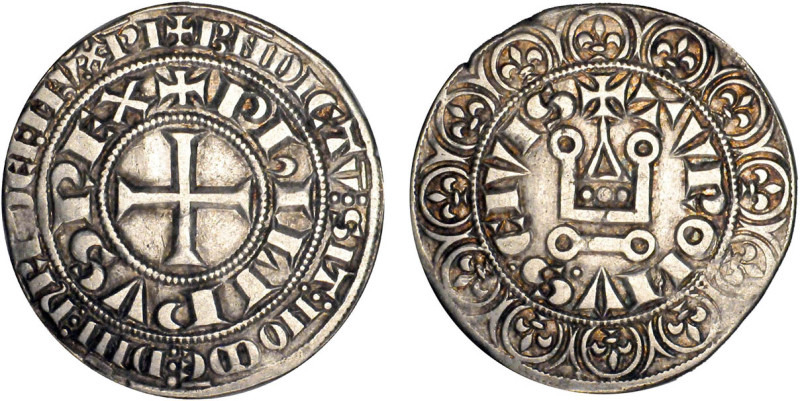 PHILIPPE III le Hardi (1270-1285)
Gros tournois, variété
 - TTB 40 (TTB+)
Ass...