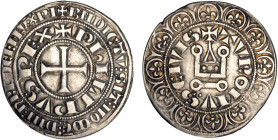 PHILIPPE III le Hardi (1270-1285)
Gros tournois, variété
 - TTB 40 (TTB+)
Assez Rare ! - légèrement nettoyé


D 202a
 - ARGENT - 4,00g
 ------...