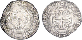 CHARLES VII le Victorieux, 2e période (1436-1461)
Blanc à la couronne 1re émission
 - TTB 35 (TTB)
Croissant initial : Châlons / Marne
Et point 17...