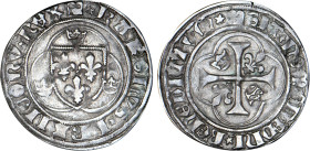 CHARLES VII le Victorieux, 2e période (1436-1461)
Blanc au briquet, 1er type
 - TTB 35 (TTB)
Très Rare !!


D 522
 - ARGENT - 2,77g
 ---------...